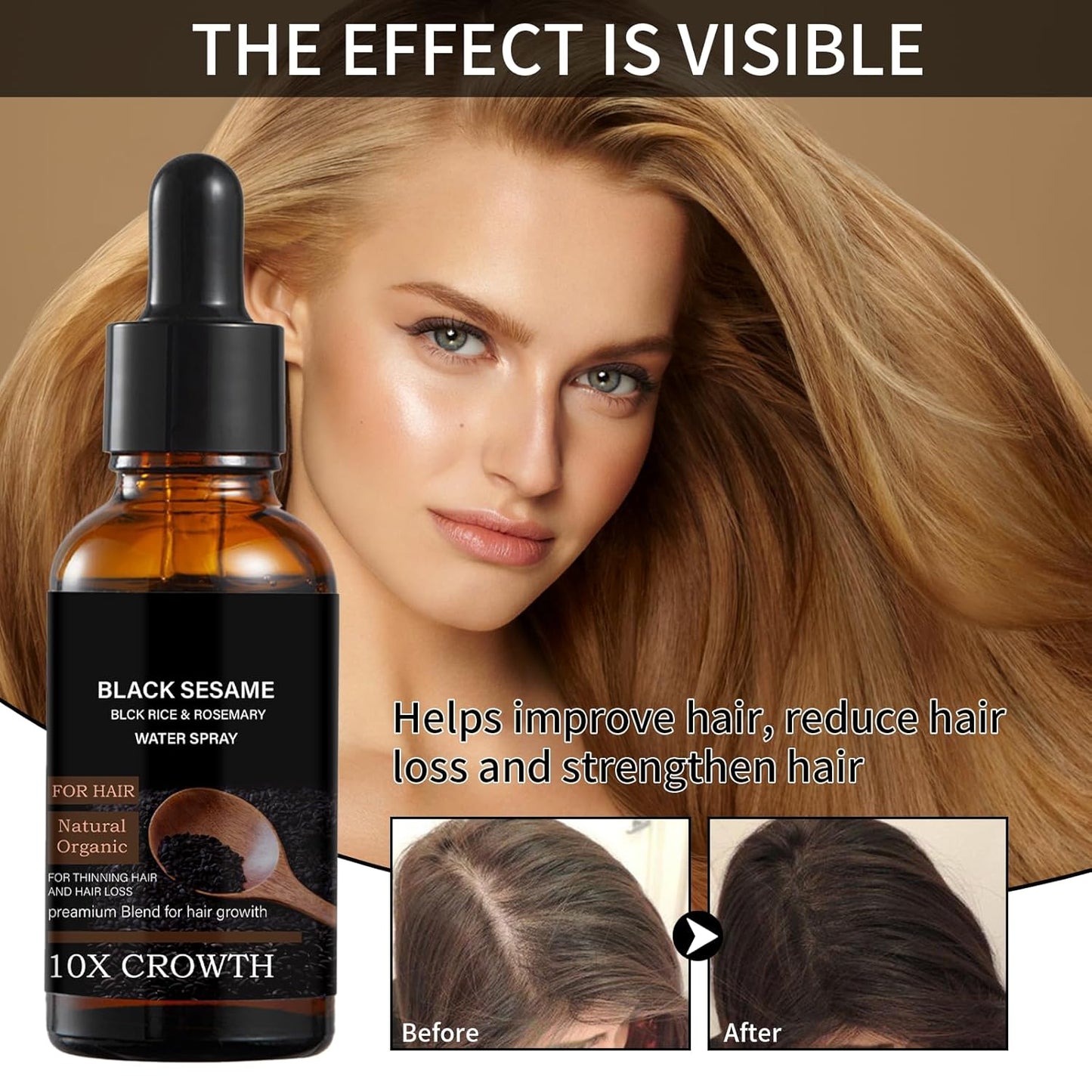 Sérum et huile de croissance capillaire au sésame noir