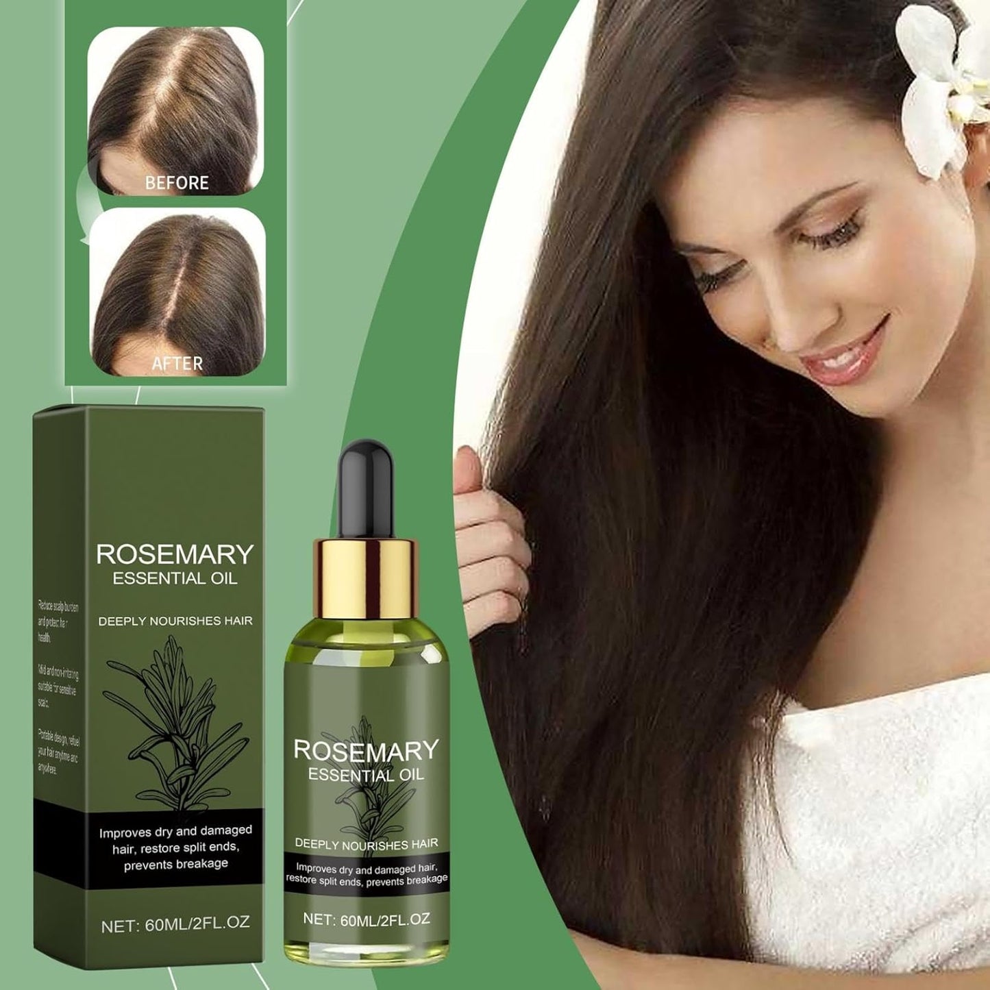 Huile essentielle de romarin pour cheveux (60 ml)