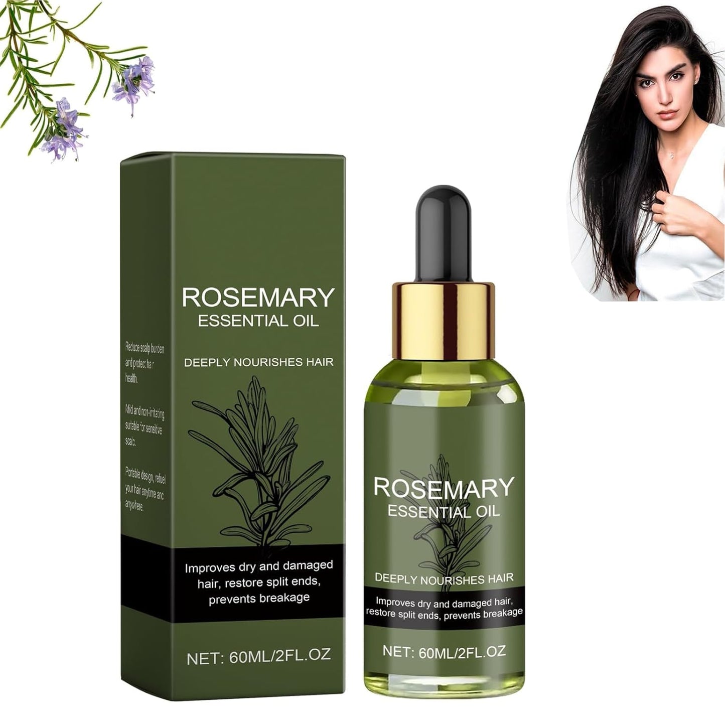 Huile essentielle de romarin pour cheveux (60 ml)